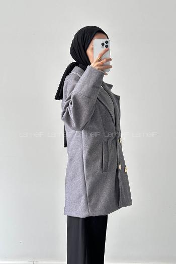 Lamelif Kaşe Kaban Gri