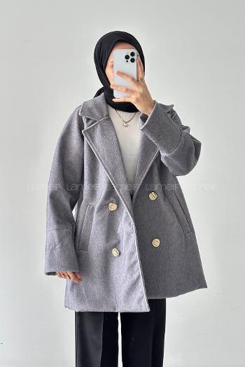 Lamelif Kaşe Kaban Gri