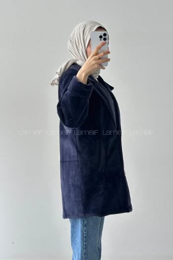 Lamelif Kaşe Kaban Lacivert