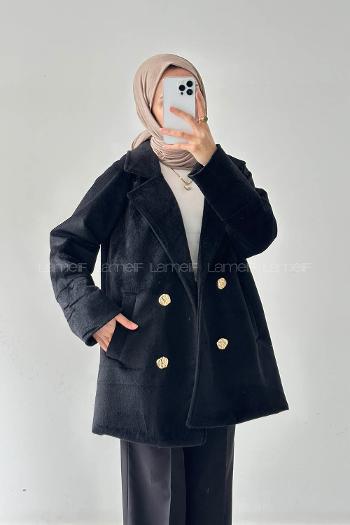 Lamelif Kaşe Kaban Siyah