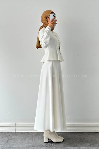 Lamelif Scuba Çıt Çıtlı İkili Takım Beyaz