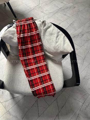 Lamelif Milan Kumaş Ekose Desenlı Pijama Altı