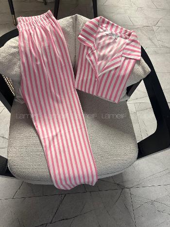 Lamelif Şerit Çizgili Pijama Takımı