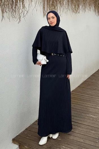 Navy Blue Neckband Cotton Dresess