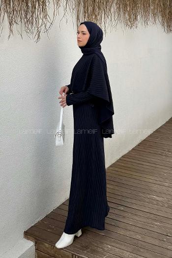 Navy Blue Neckband Cotton Dresess