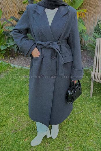 Lamelif Geniş Manşet Kaşe Kaban Antrasit