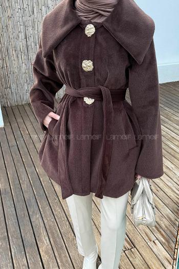 Bitter Brown Normal Neck Long Arm Coat