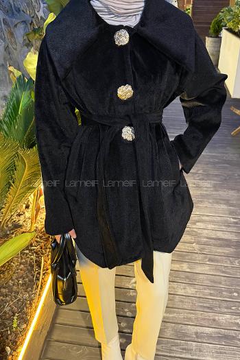 Black Normal Neck Long Arm Coat