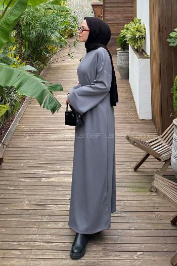 Lamelif İki İplik Oysho Elbise  Koyu Gri