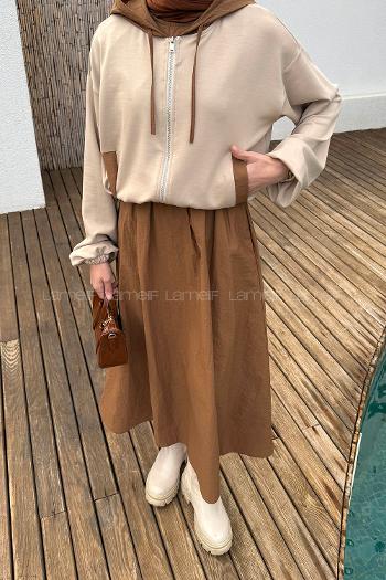 Brown Hood Neck Long Arm Cotton Suit