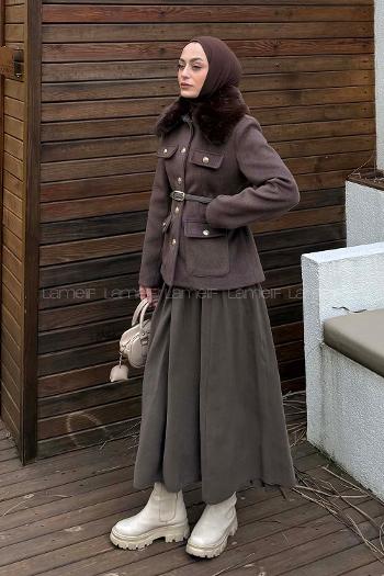 Brown Normal Neck Long Arm Coat