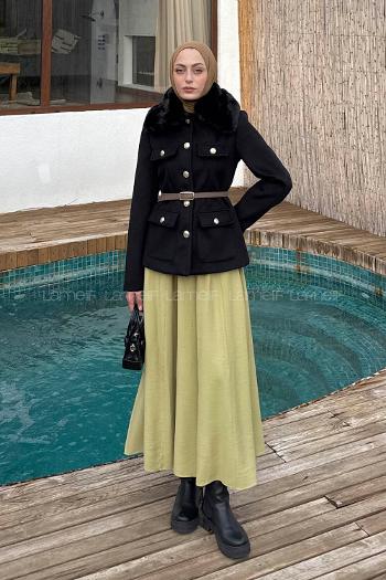 Black Normal Neck Long Arm Coat