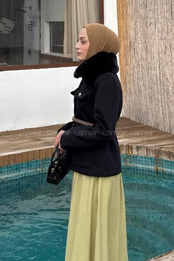 Black Normal Neck Long Arm Coat