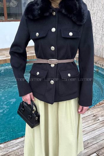 Black Normal Neck Long Arm Coat