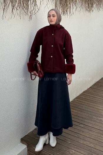 Claret Red Neckband Long Arm Coat