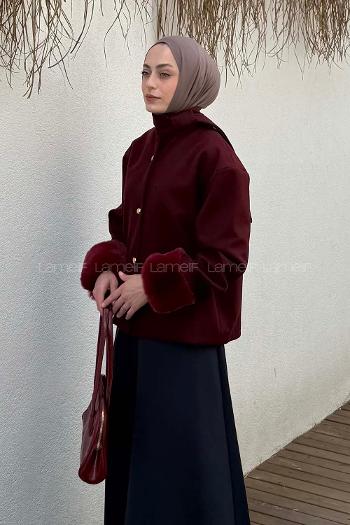 Claret Red Neckband Long Arm Coat