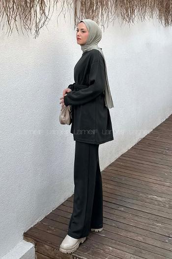 Lamelif Oysho Bağlama Detaylı İkili Takım Haki