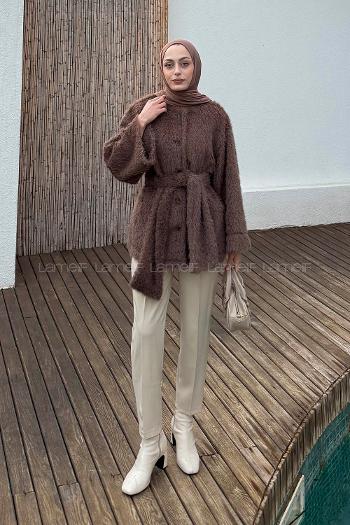 Soft Brown Crew Neck Long Arm Coat