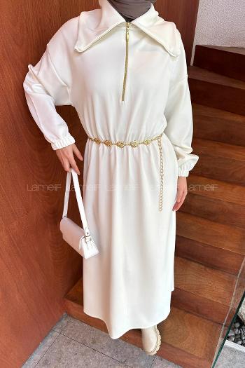 White Choker Neck Cotton Dresess