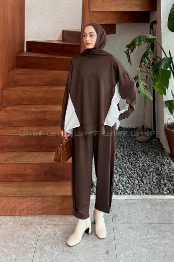 Bitter Brown Crew Neck Long Arm Modal Viscose Regular Trousers Comfortable Suit