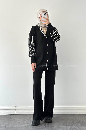 Lamelif Garnili Triko Takım Siyah