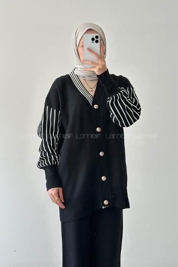 Lamelif Garnili Triko Takım Siyah