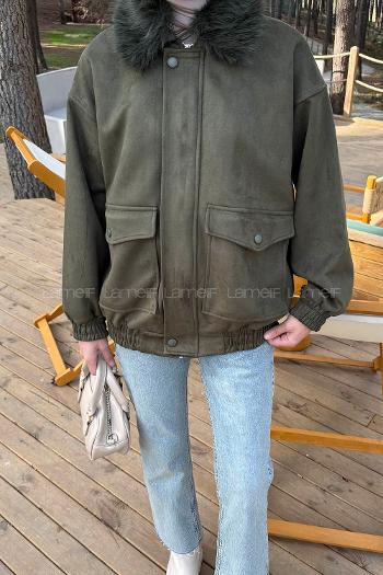 Khaki Normal Neck Long Arm Coat