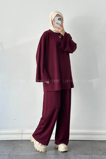 Lamelif Oysho Pantolonlu Takım Bordo