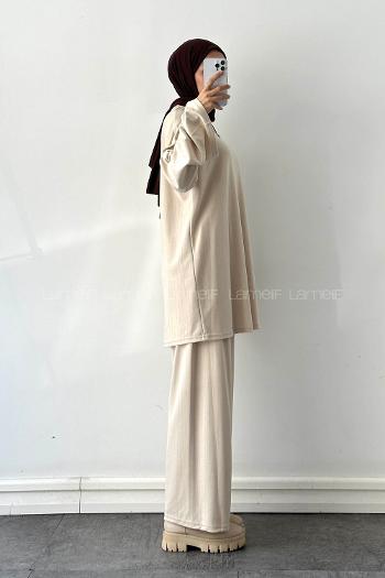 Lamelif Oysho Pantolonlu Takım Krem