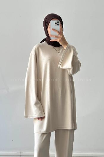 Lamelif Oysho Pantolonlu Takım Krem