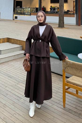 Lamelif Scuba Etekli İkili Takım Acı Kahve