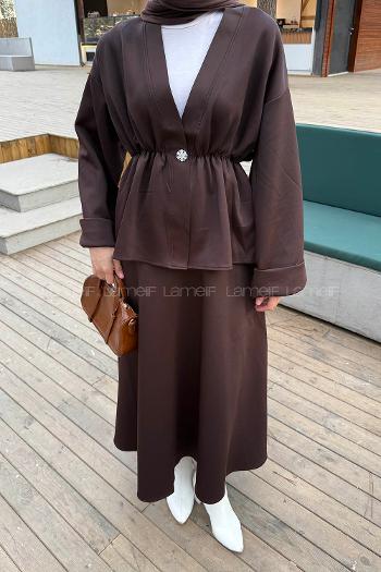 Lamelif Scuba Etekli İkili Takım Acı Kahve