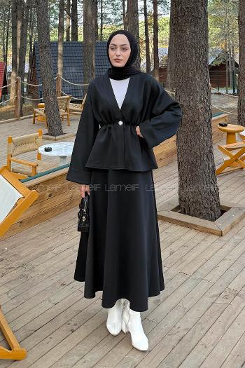 Lamelif Scuba Etekli İkili Takım Siyah