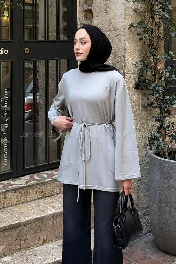 Lamelif Bağlama Detaylı Sweat Gri