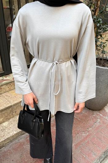Lamelif Bağlama Detaylı Sweat Gri
