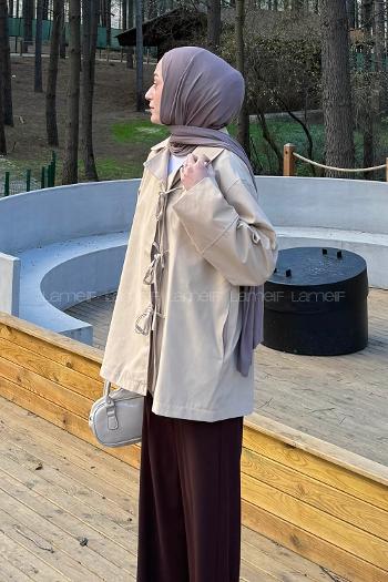 Lamelif Fiyonk Detaylı Trençkot Bej
