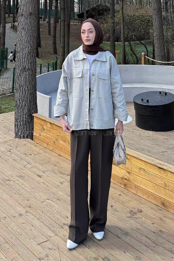 Bone Shirt Collar Long Arm Gabardin Shirt