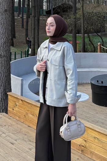 Bone Shirt Collar Long Arm Gabardin Shirt