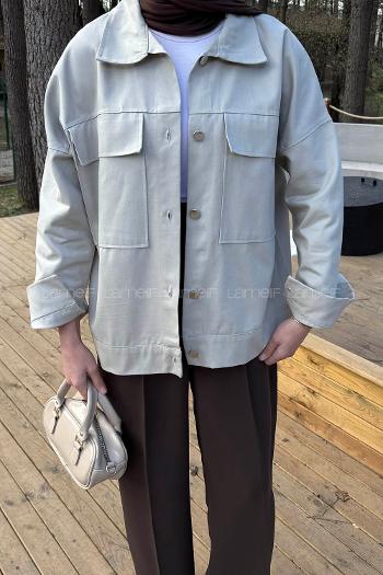 Bone Shirt Collar Long Arm Gabardin Shirt