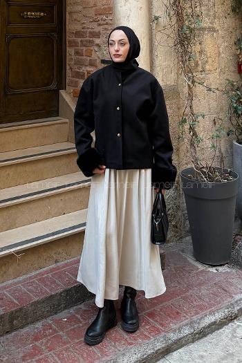 Black Neckband Long Arm Coat