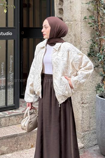 Cream Shirt Collar Long Arm Coat