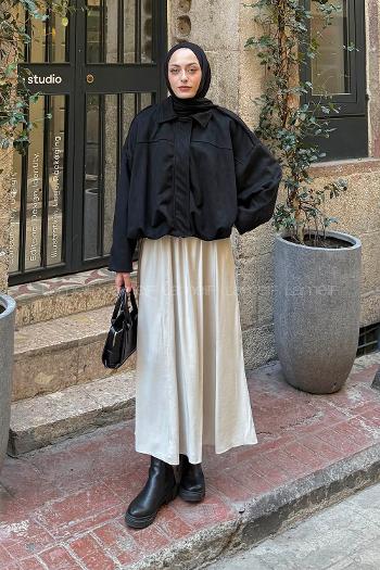 Black Shirt Collar Long Arm Suede Jacket