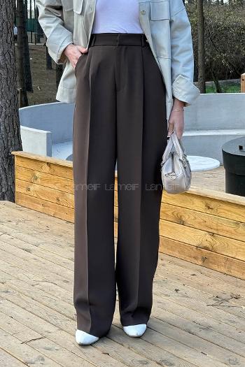 Lamelif Pensli Pantolon Acı Kahve