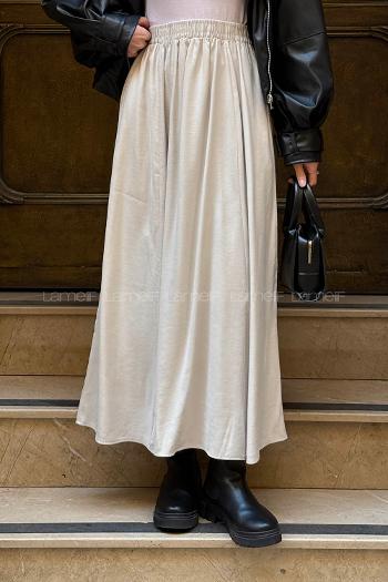 Lamelif Tensel Tesettür Etek Taş Rengi