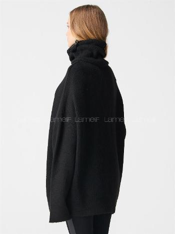 Lamelif Dilvin Balıkçı Yaka Oversize Kazak-Siyah