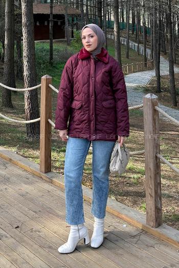 Claret Red Normal Neck Long Arm Coat