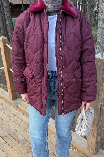 Claret Red Normal Neck Long Arm Coat