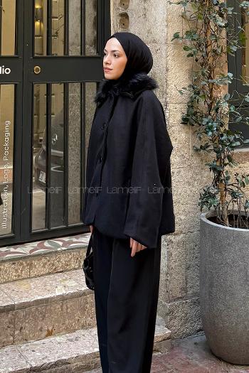 Black Normal Neck Long Arm Coat