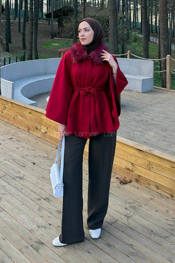 Claret Red Normal Neck Long Arm Coat