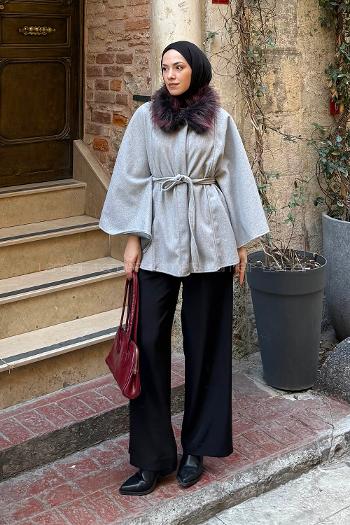 Gray Normal Neck Long Arm Coat